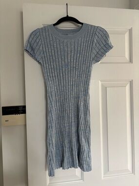 Promesa Light Blue Ribbed Knit Mini Dress
